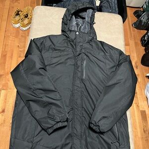 Men's Black Hooded  water proof winter jacket  in good condition size2xl